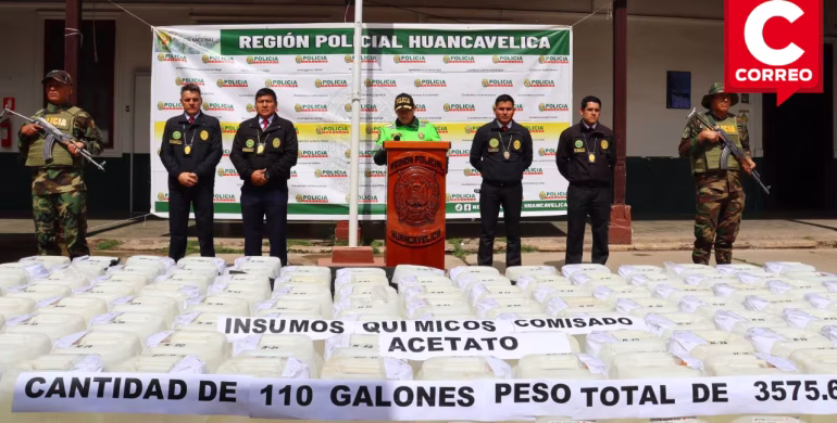 Huancavelica: intervienen camión con más de 3,500 kilos de insumo químico en Lircay